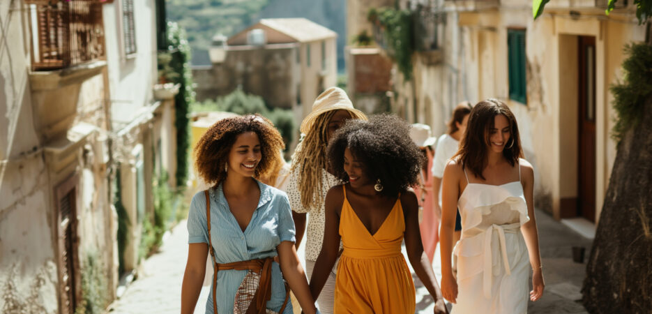 a group of women walking