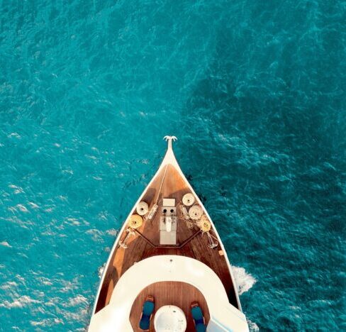 the bow of a yacht.
